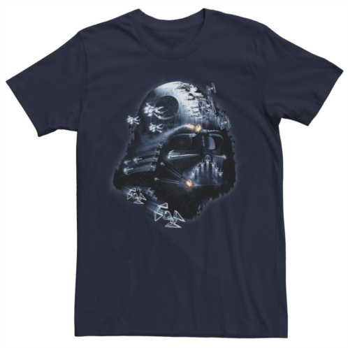 Licensed Character Mens Star Wars Darth Vader Helmet Death Star Collage Tee