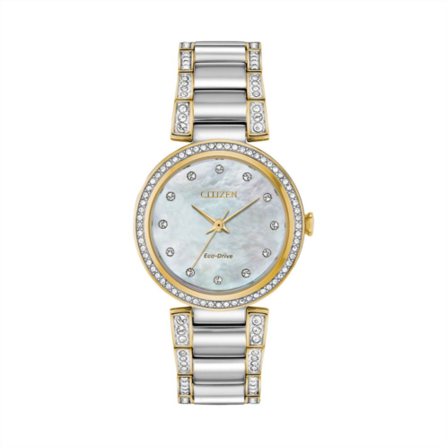 Citizen Eco-Drive Womens Silhouette Crystal Accent Two Tone Watch - EM0844-58D