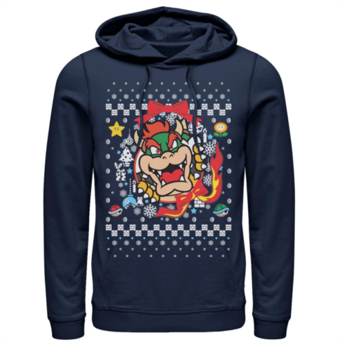 Mens Nintendo Super Mario Bowser Classic Ugly Christmas Graphic Hoodie