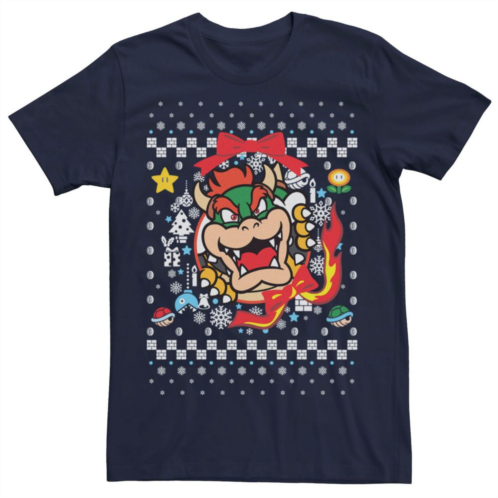 Mens Nintendo Super Mario Bowser Classic Ugly Christmas Graphic Tee