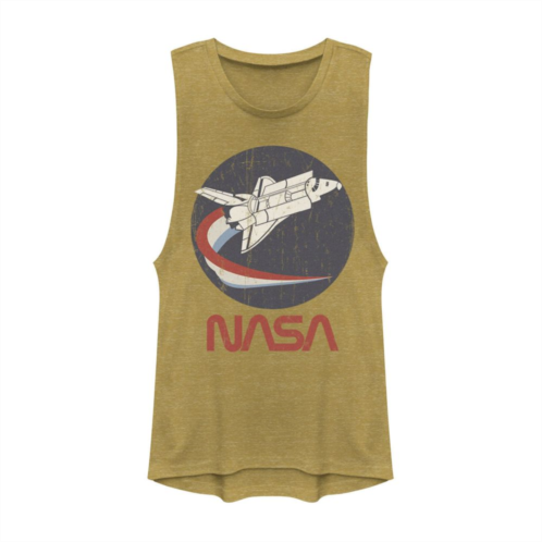 Licensed Character Juniors NASA Rocket Red White & Blue Swoosh Logo Muscle Tank Top