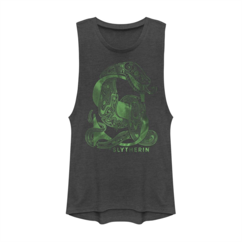 Licensed Character Juniors Harry Potter Slytherin Green Snake Muscle Tank Top