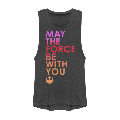 Juniors Star Wars Gradient May The Force Be With You Muscle Tank Top