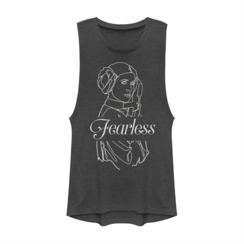 Juniors Star Wars Princess Leia Fearless Outline Muscle Tank Top
