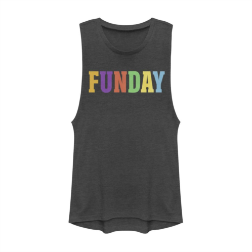 Unbranded Juniors Funday Multi-Color Letters Muscle Tank Top