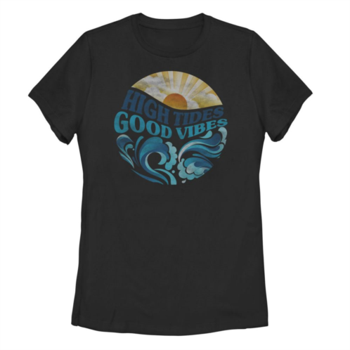 Unbranded Juniors High Tides Good Vibes Sunrise Graphic Tee