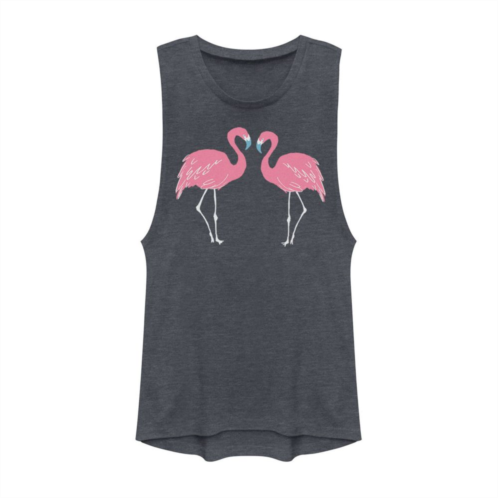 Unbranded Juniors Double Pink Flamingos Graphic Muscle Tank Top