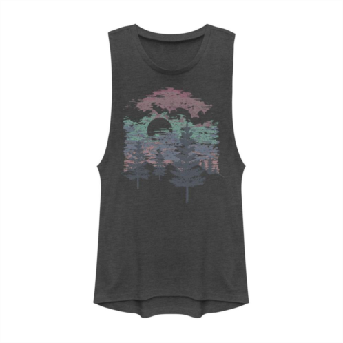 Unbranded Juniors Great Mountains Multicolor Sketch Graphic Muscle Tank Top