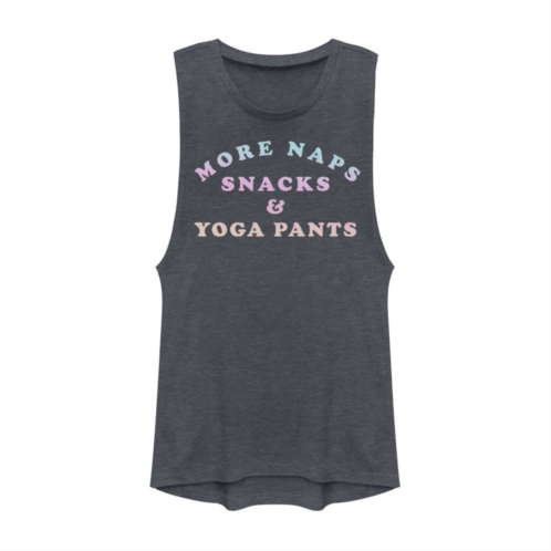 Unbranded Juniors More Naps Snacks & Yoga Pants Gradient Graphic Muscle Tank Top