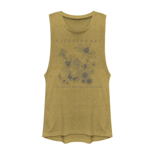 Unbranded Juniors In A Field Of Roses Be A Wildflower Graphic Muscle Tank Top