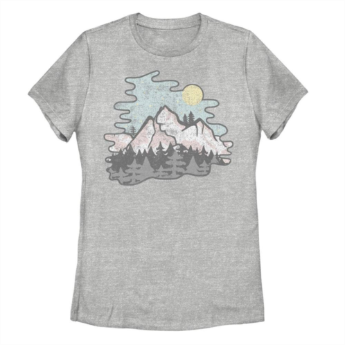 Unbranded Juniors Vintage Style Mountains At Twilight Nature Graphic Tee