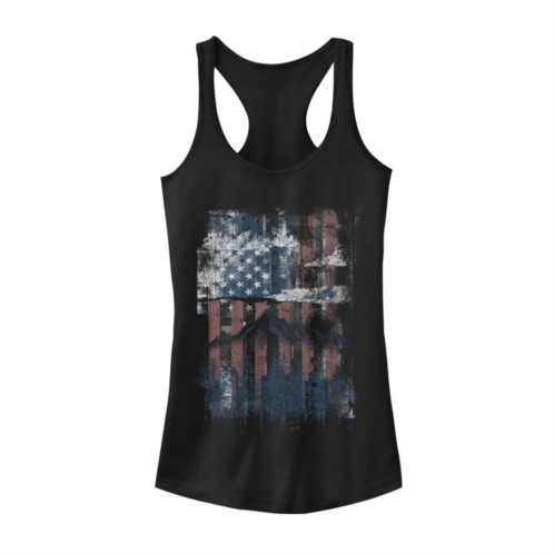 Unbranded Juniors Fifth Sun American Flag Scenery Stencil Graphic Tank Top
