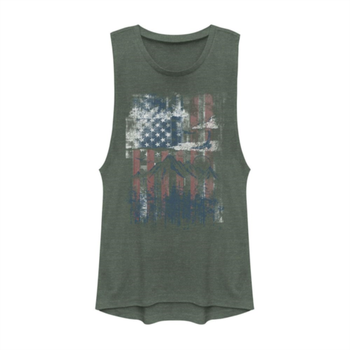Unbranded Juniors Fifth Sun American Flag Scenery Stencil Graphic Muscle Tank Top
