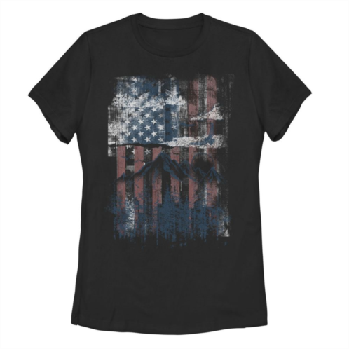 Unbranded Juniors Fifth Sun American Flag Scenery Stencil Graphic Tee