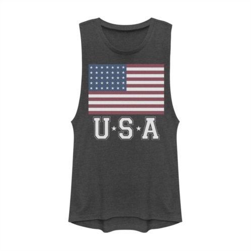 Unbranded Juniors Distressed American Flag USA Vintage Graphic Muscle Tank Top