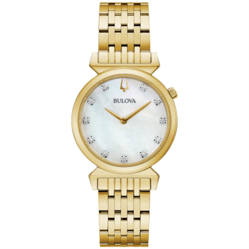 Bulova Womens Diamond Accent Gold-Tone Stainless Steel Watch - 97P149