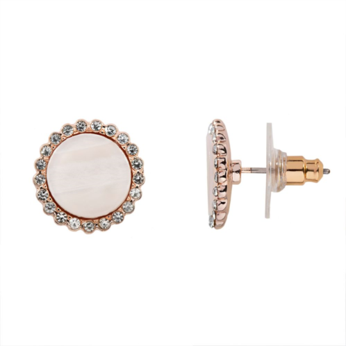LC Lauren Conrad Rose Gold Tone Simulated Crystal & Resin Nickel Free Button Earrings