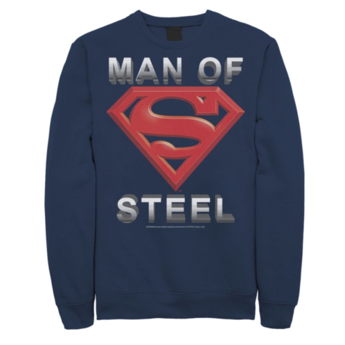 Mens DC Comics Superman Man Of Steel Text Logo Sweatshirt