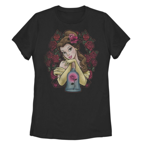 Juniors Disney Beauty And The Beast Belle Roses Tee