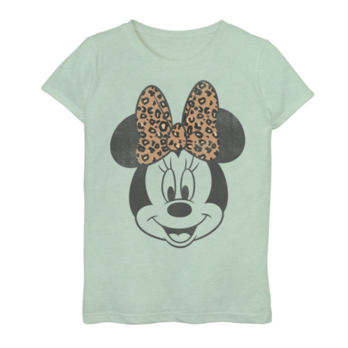 Girls 7-16 Disney Minnie Mouse Leapord Print Bow Portrait Graphic Tee