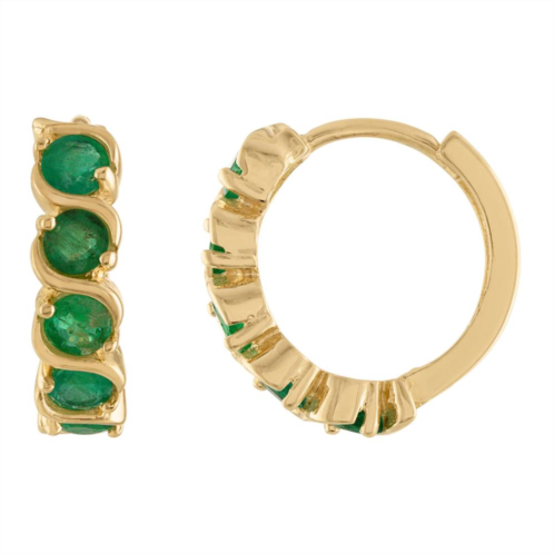Tiara 10k Gold Gemstone Huggie Hoop Earrings