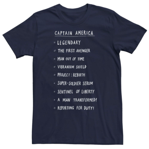 Mens Marvel Captain America List Tee