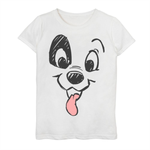 Licensed Character Disneys 101 Dalmatians Girls 7-16 Patch Puppy Tounge Out Face Graphic Tee