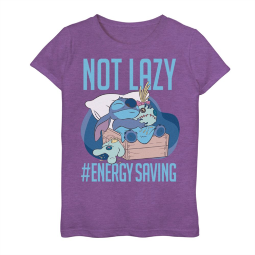 Licensed Character Disneys Lilo & Stitch Girls 7-16 Not Lazy #Energy Saving Portrait Graphic Tee