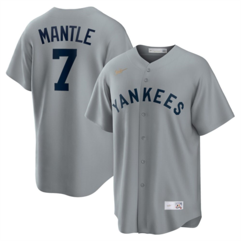 Mens Nike Mickey Mantle Gray New York Yankees Road Cooperstown Collection Player Jersey