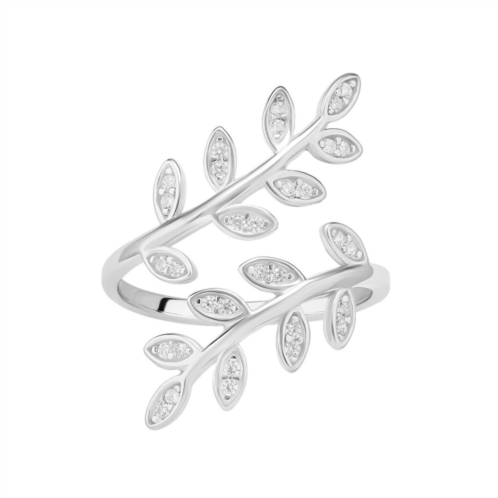 PRIMROSE Sterling Silver Cubic Zirconia Vine Bypass Ring