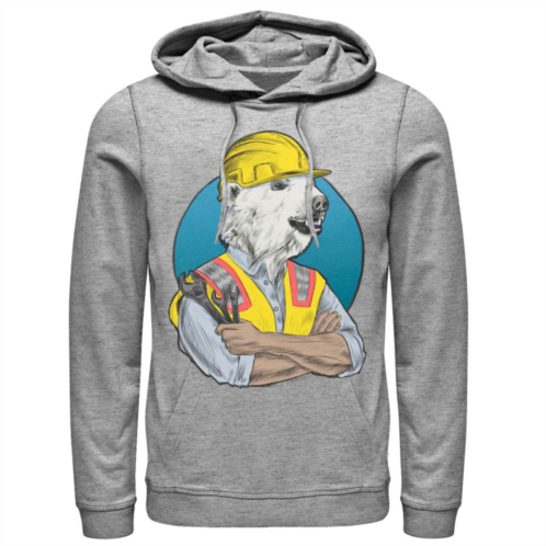 Licensed Character Mens Polar Bear Construction Worker Back Circle Hoodie