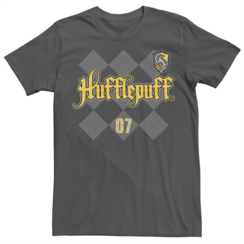 Mens Harry Potter Hufflepuff Plaid Chest Logo Tee