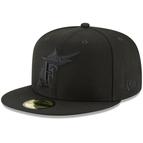 Mens New Era Black Florida Marlins Throwback Primary Logo Basic 59FIFTY Fitted Hat