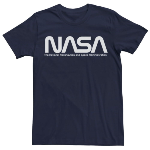 Licensed Character Mens NASA White Text Simple Logo Tee