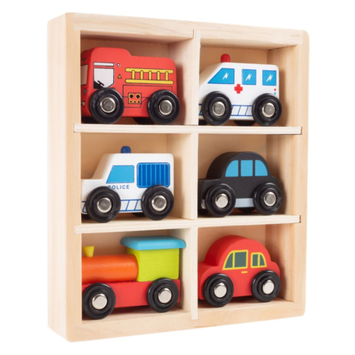 Hey! Play! 6-Piece Mini Wooden Cars Play Set