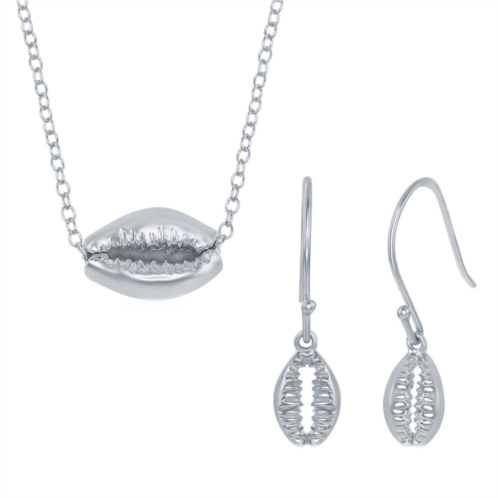 Unbranded Sterling Silver Cowrie Shell Necklace & Earring Set