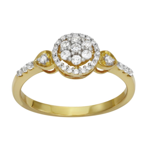 HDI 10k Gold 1/4 Carat T.W. Diamond Halo Ring
