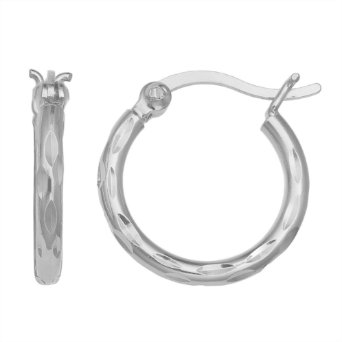 PRIMROSE Sterling Silver Diamond Cut Hoop Earrings