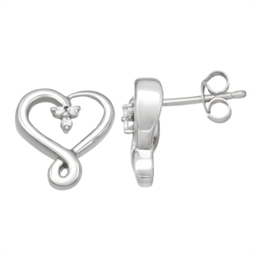HDI Sterling Silver Diamond Accent Heart Stud Earrings