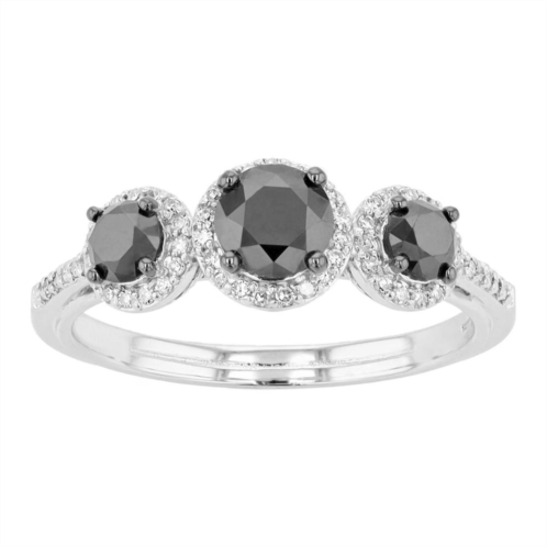Unbranded Sterling Silver 1 Carat T.W. Black & White Diamond 3-Stone Ring