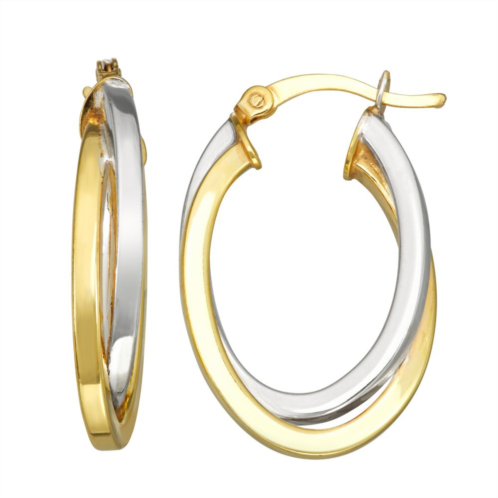 Unbranded Two-Tone Double Oval Twisted Tube Hoop Earrings