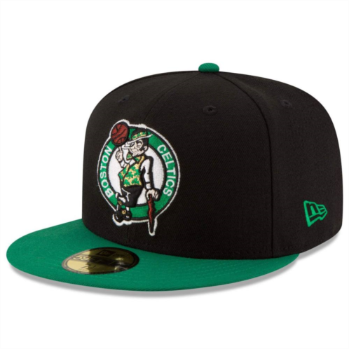 Mens New Era Black/Green Boston Celtics Official Team Color 2Tone 59FIFTY Fitted Hat