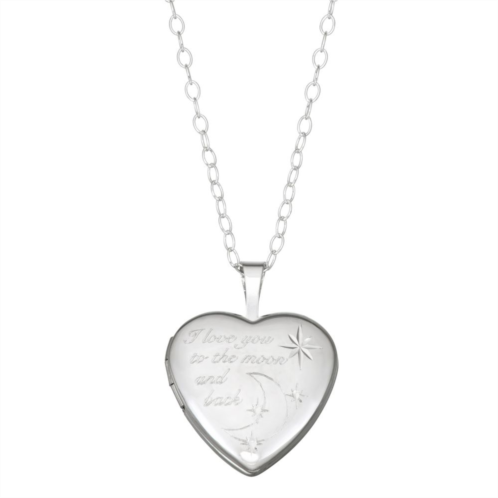 Charming Girl Sterling Silver Love You to the Moon Locket Necklace