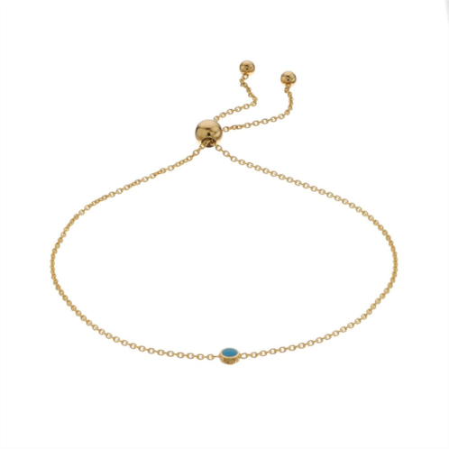 Color Romance 14k Gold Simulated Turquoise Bead Adjustable Bracelet