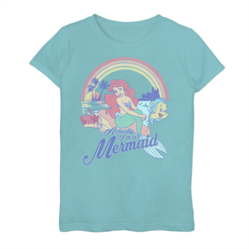 Disneys The Little Mermaid Girls 7-16 Pastel Rainbow Retro Graphic Tee