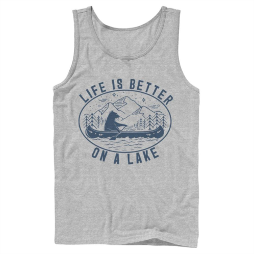 Licensed Character Mens Life Is Better On A Lake Bear In A Canoe Tank Top