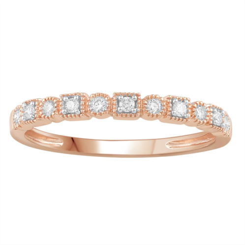 Unbranded 10k Rose Gold 1/10 Carat T.W. Diamond Milgrain Band Ring