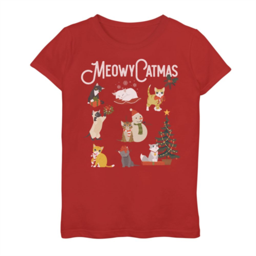 Licensed Character Girls 7-16 Meowy Catmas Christmas Kittens Cute Holiday Graphic Tee