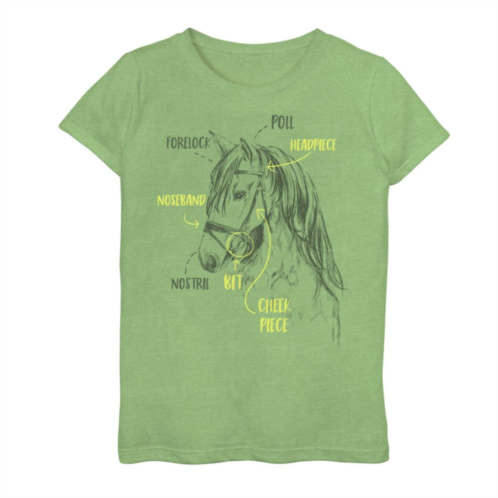Licensed Character Girls 7-16 Horse And Tack Facts Text Graphic Tee