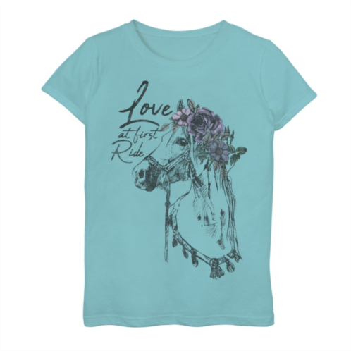 Licensed Character Girls 7-16 Love At First Ride Horse Portrait Graphic Tee
